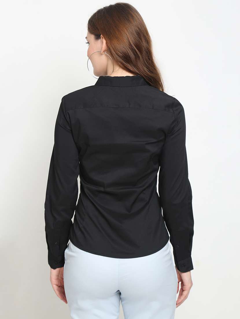 black cotton regular shirt - 20132864 - Standard Image - 3