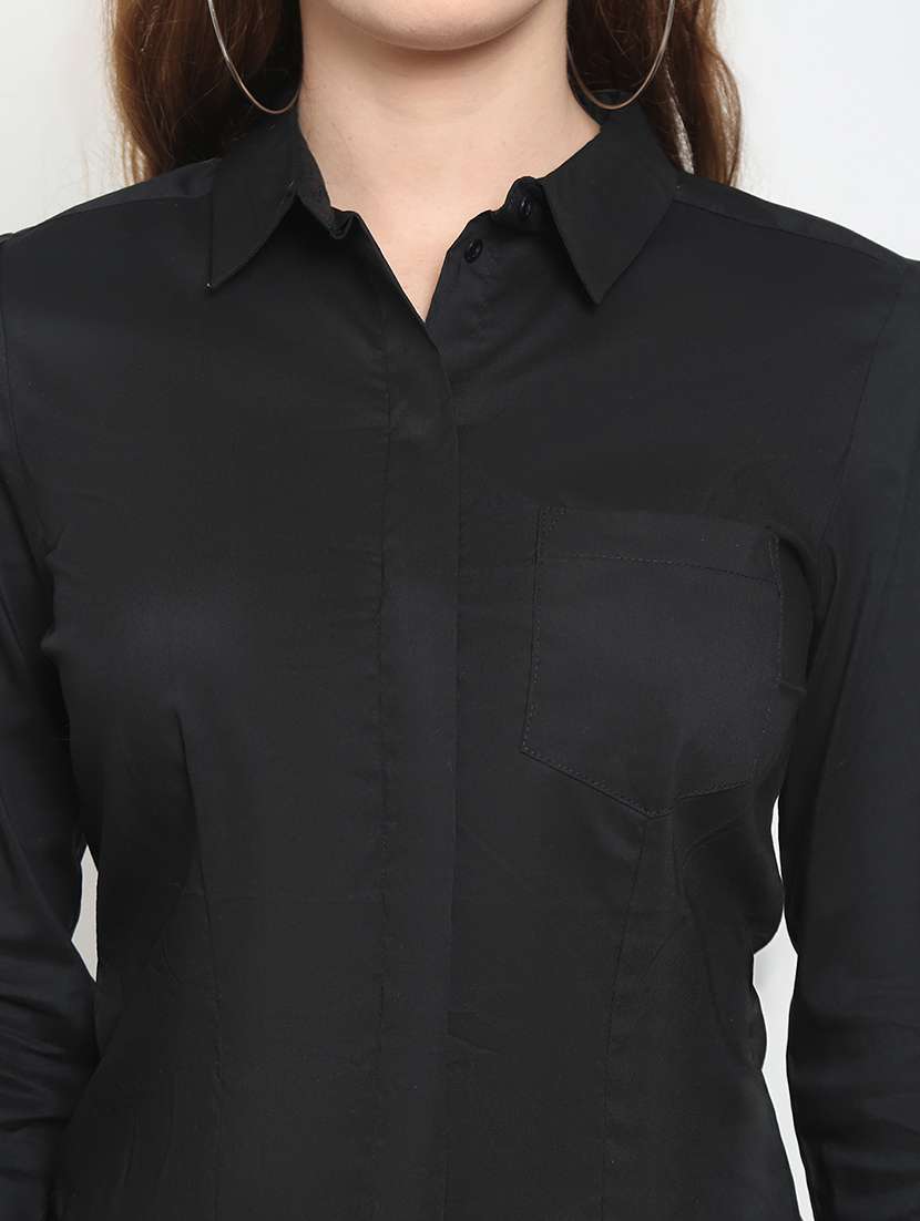 black cotton regular shirt - 20132864 - Standard Image - 5