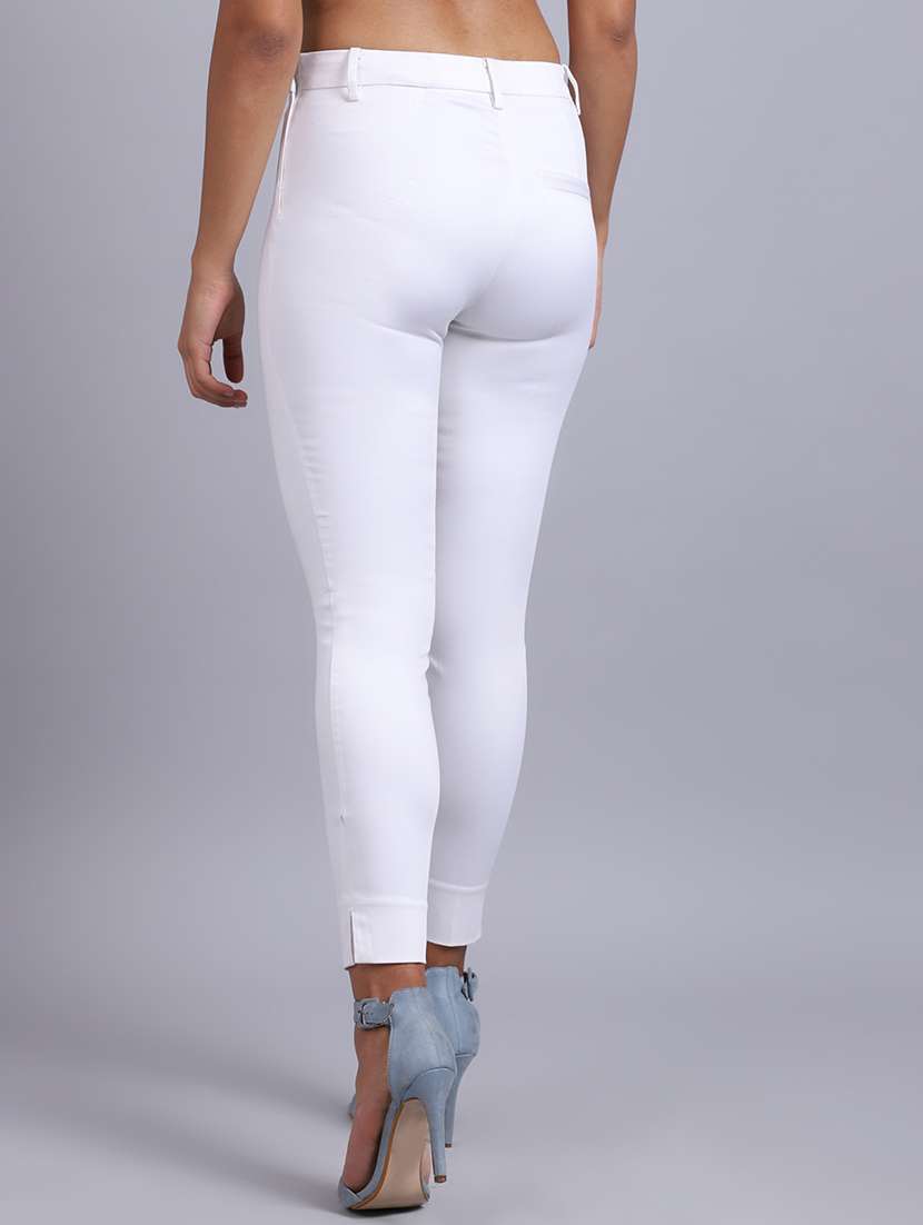 women solid mid rise cigarette pants - 20132866 - Standard Image - 3