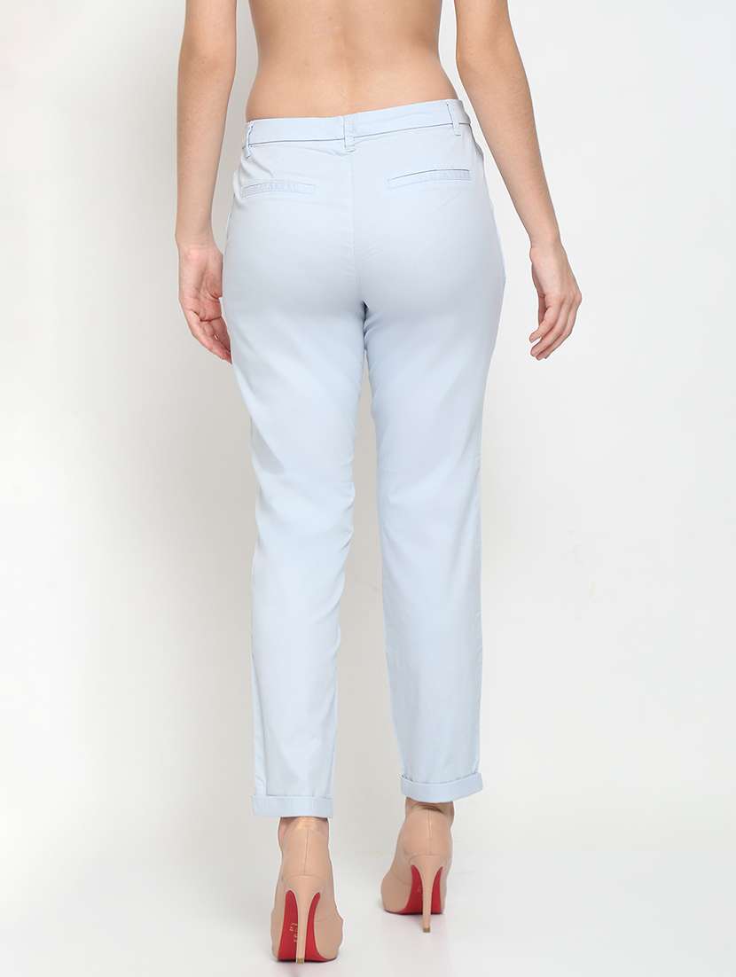 women solid mid rise cigarette pants - 20132868 - Standard Image - 3