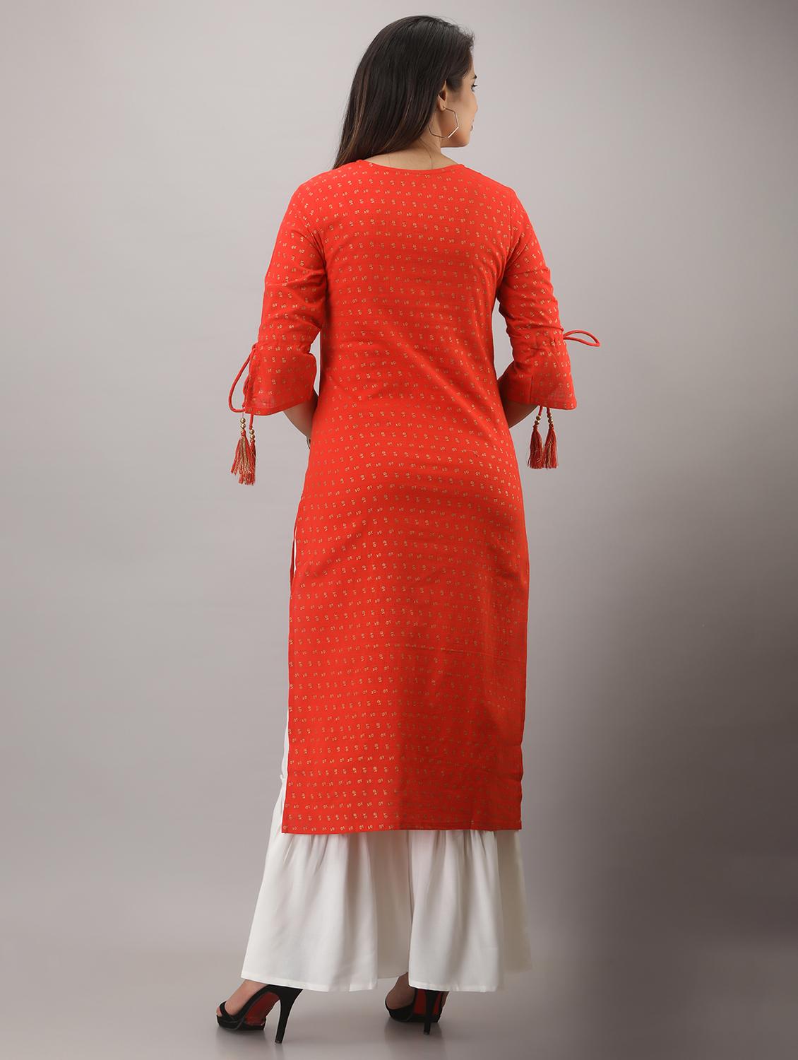 round neck printed kurta sharara set - 20132932 - Standard Image - 3
