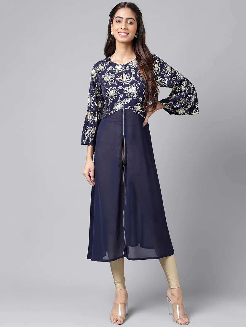 navy blue georgette aline kurta