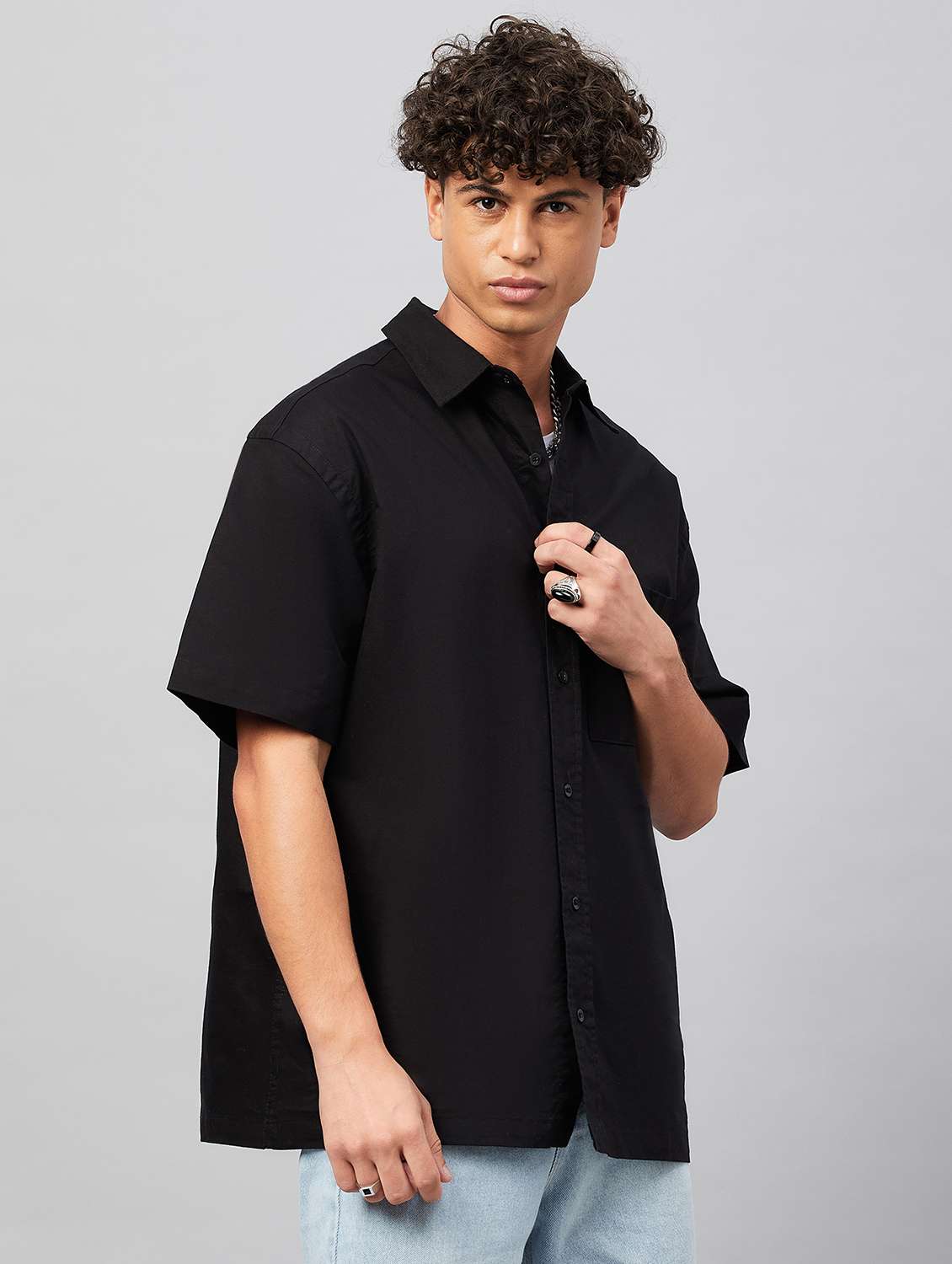 men black solids casual shirt