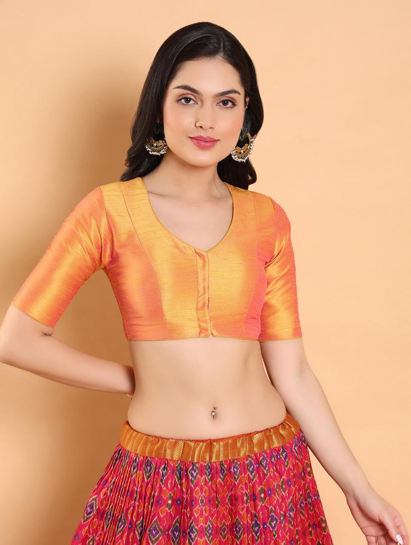 women solid silk blouse - 20133180 - Zoom Image - 0