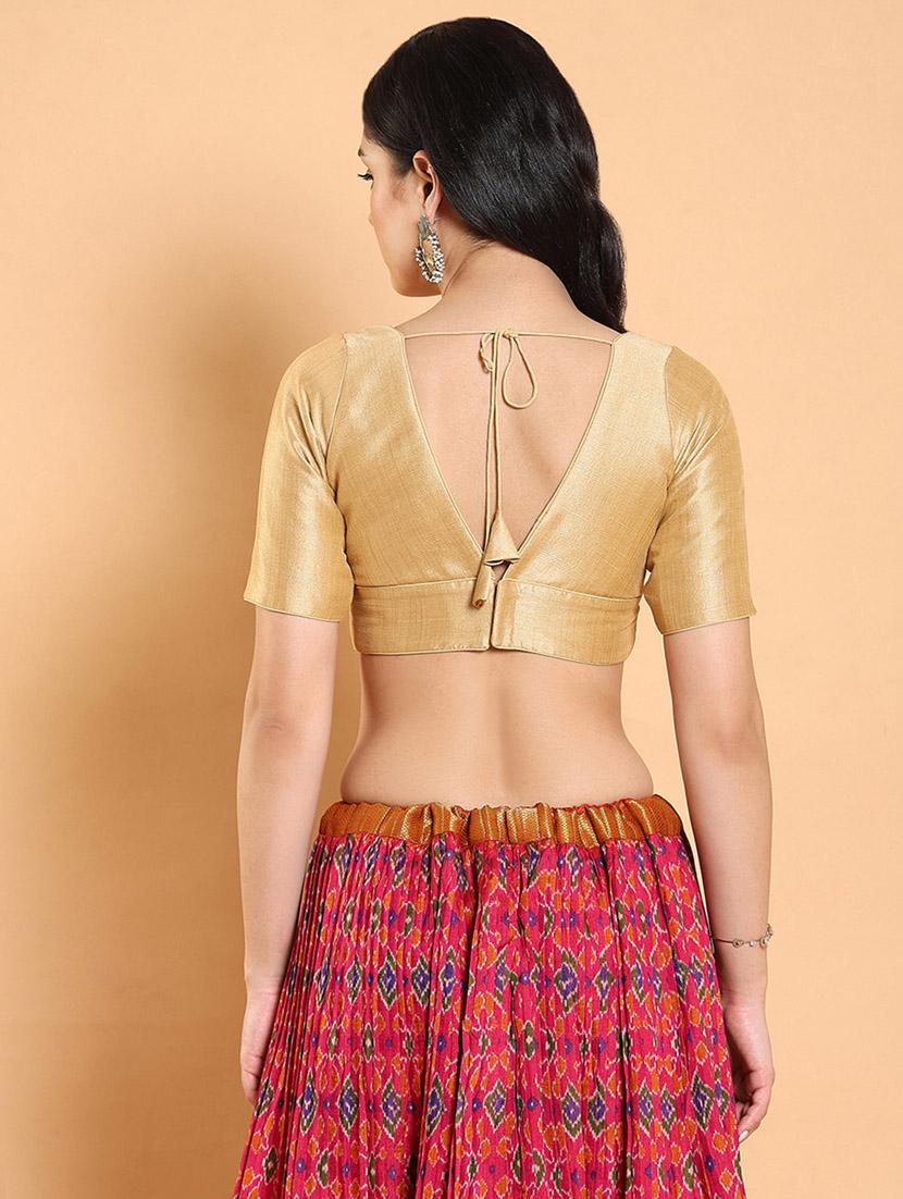 women solid silk blouse - 20133183 - Standard Image - 3