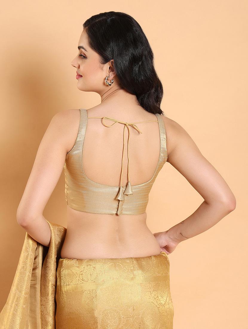 women gold square neck stitched blouse - 20133188 - Standard Image - 3