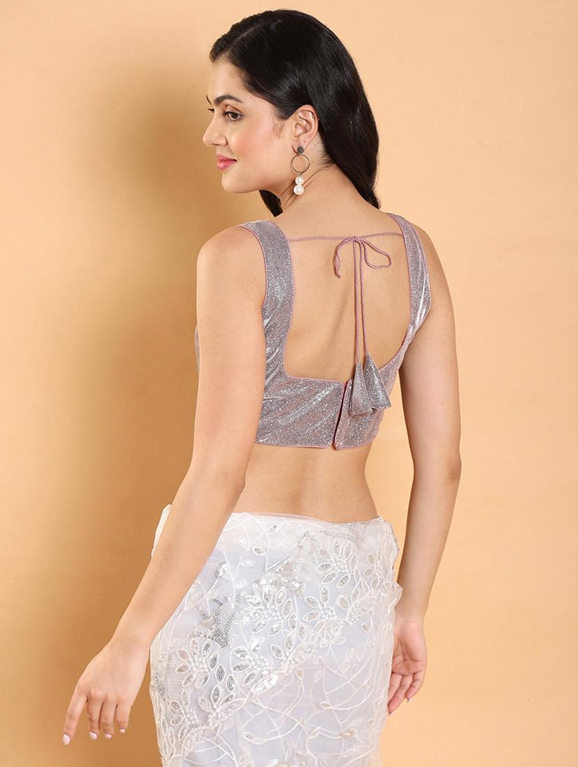 women grey square neck stitched blouse - 20133245 - Standard Image - 3