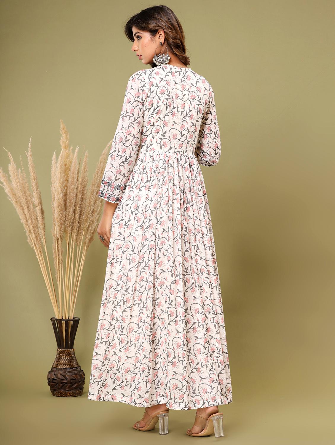 peach embroidered three quarter sleeve suit set - 20133259 - Standard Image - 3