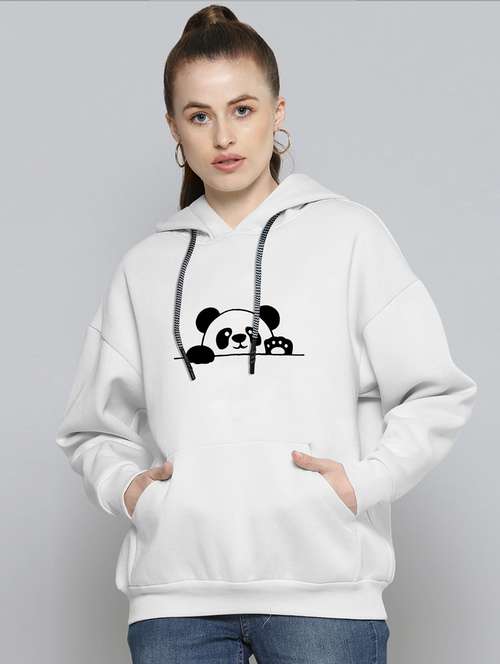 white printed hooded neck sweatshirt - 20133363 - Standard Image - 0