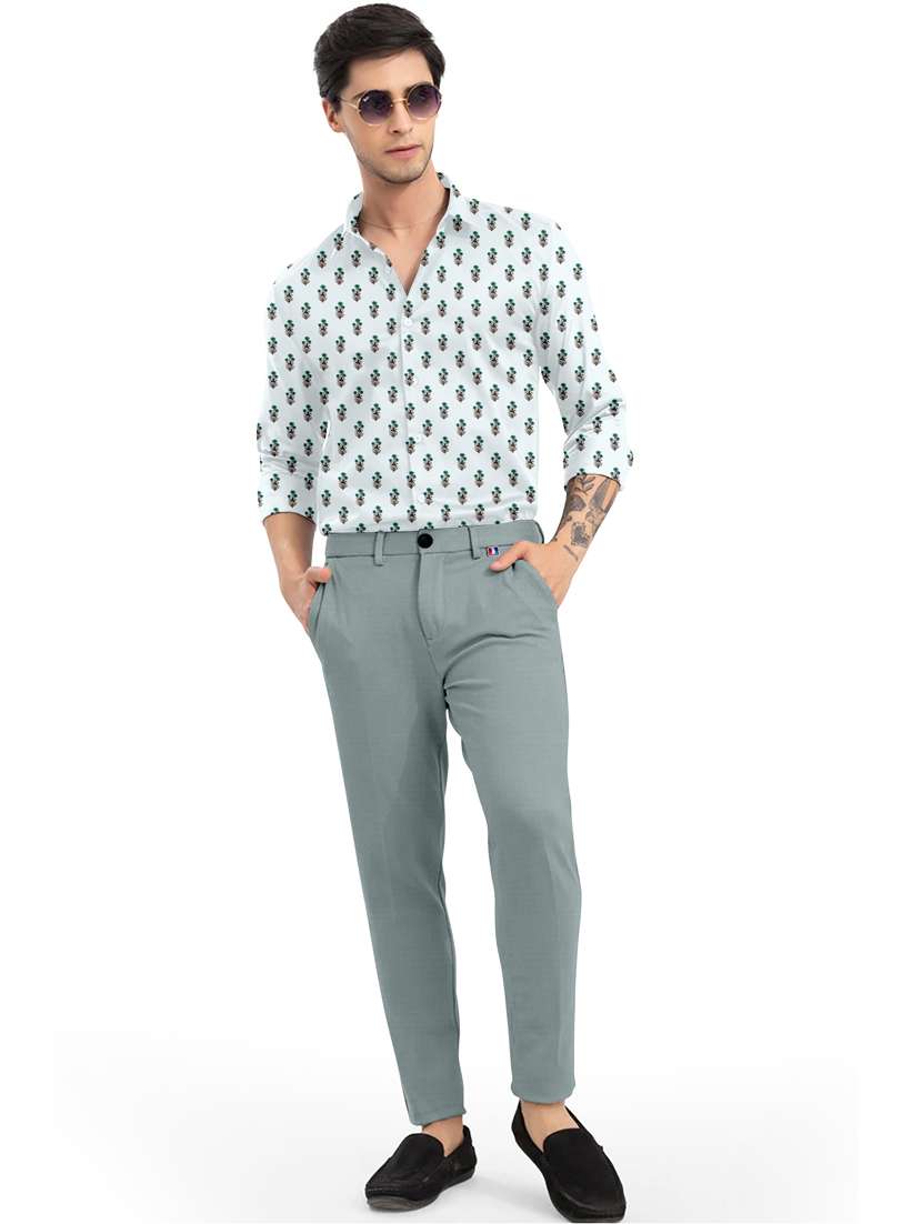 grey solid chinos ankle length casual trouser - 20133371 -  Standard Image - 3