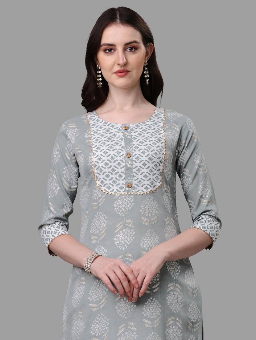 green three quarter sleeve kurta pant set - 20133380 - Standard Image - 3