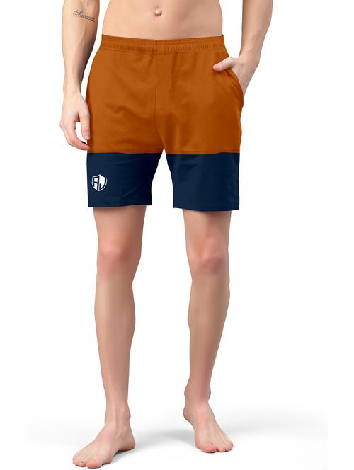 orange color block mid rise short - 20133387 - Standard Image - 0