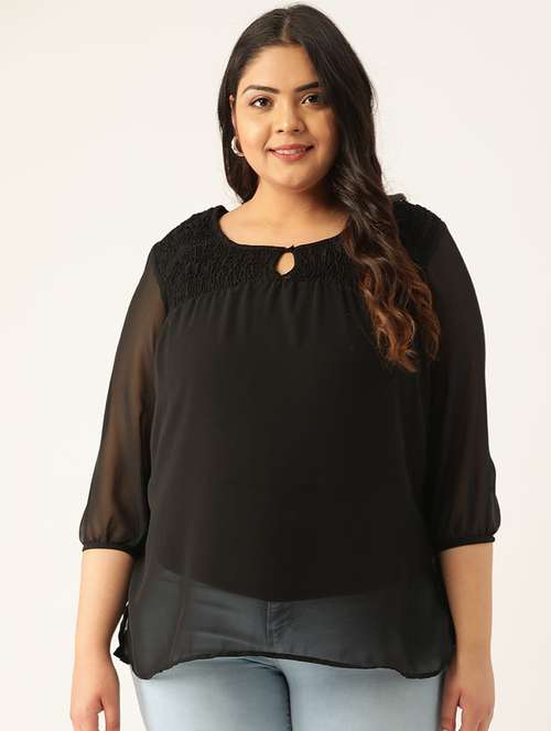 women's straight round neck top - 20133506 - Standard Image - 0