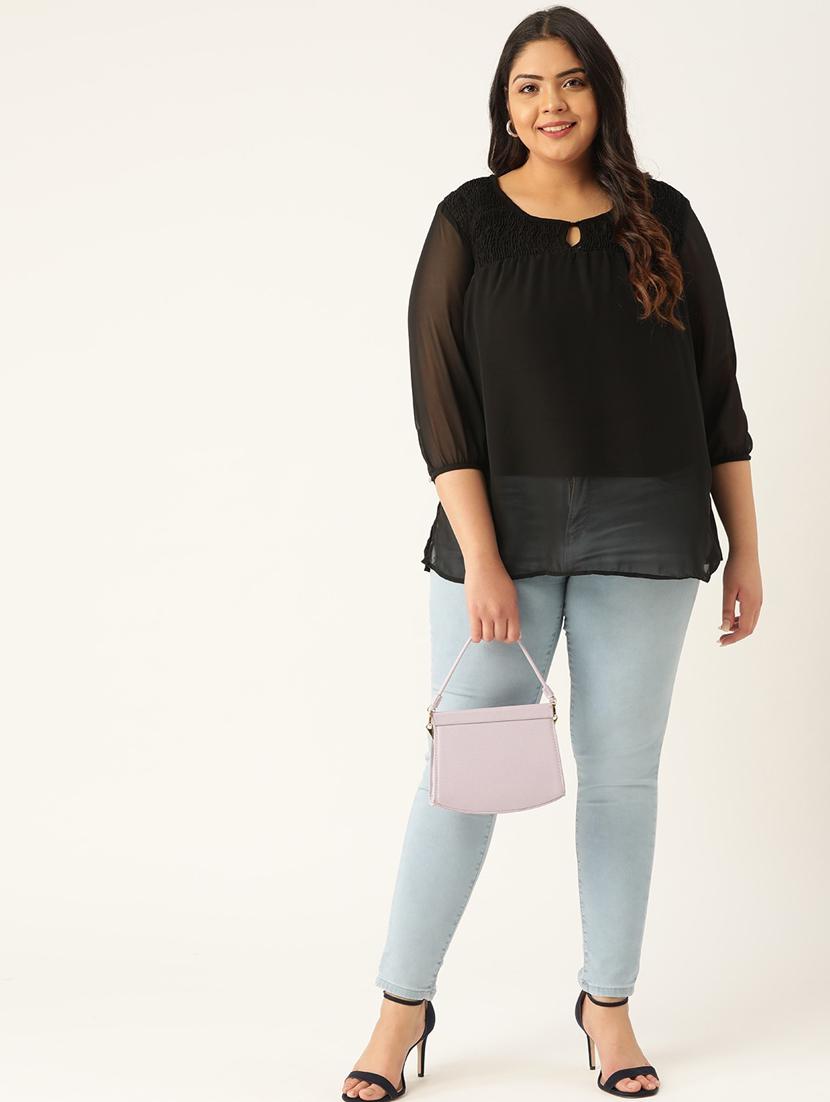 women's straight round neck top - 20133506 - Standard Image - 3