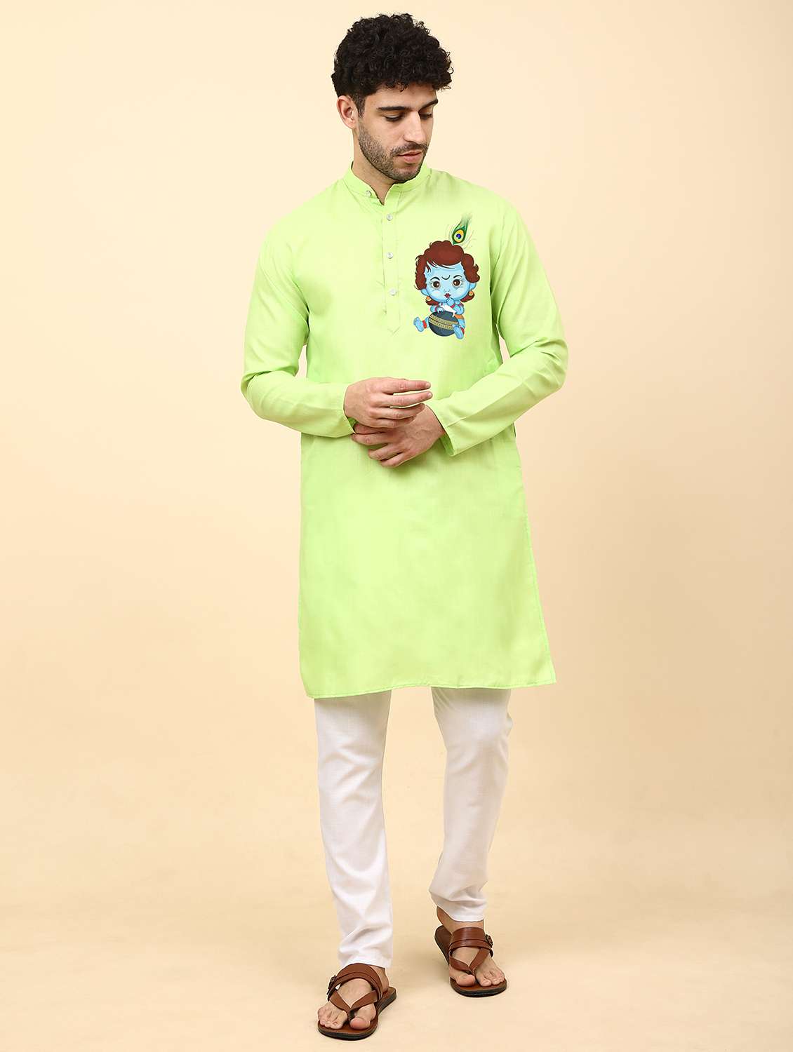 perrot cotton blend kurta pyjama ethnic wear set - 20133605 - Zoom Image - 0