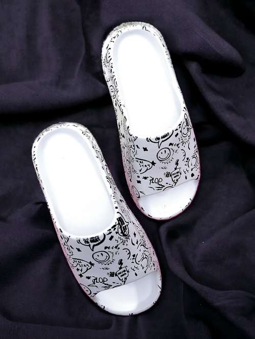 white rubber slip on flip flops - 20133614 - Standard Image - 0