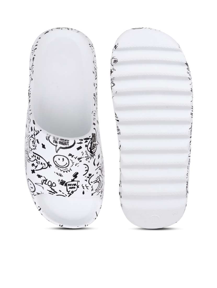 white rubber slip on flip flops - 20133614 - Standard Image - 5