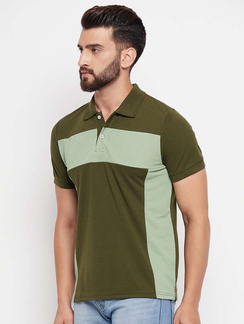 men's color block cotton polo t-shirt