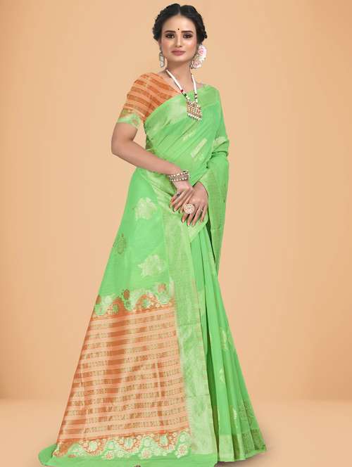 women's self design light green colored saree with blouse - 20133783 - Standard Image - 0