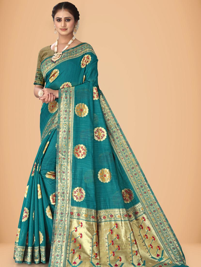 blue banarasi saree with blouse - 20133797 - Zoom Image - 0