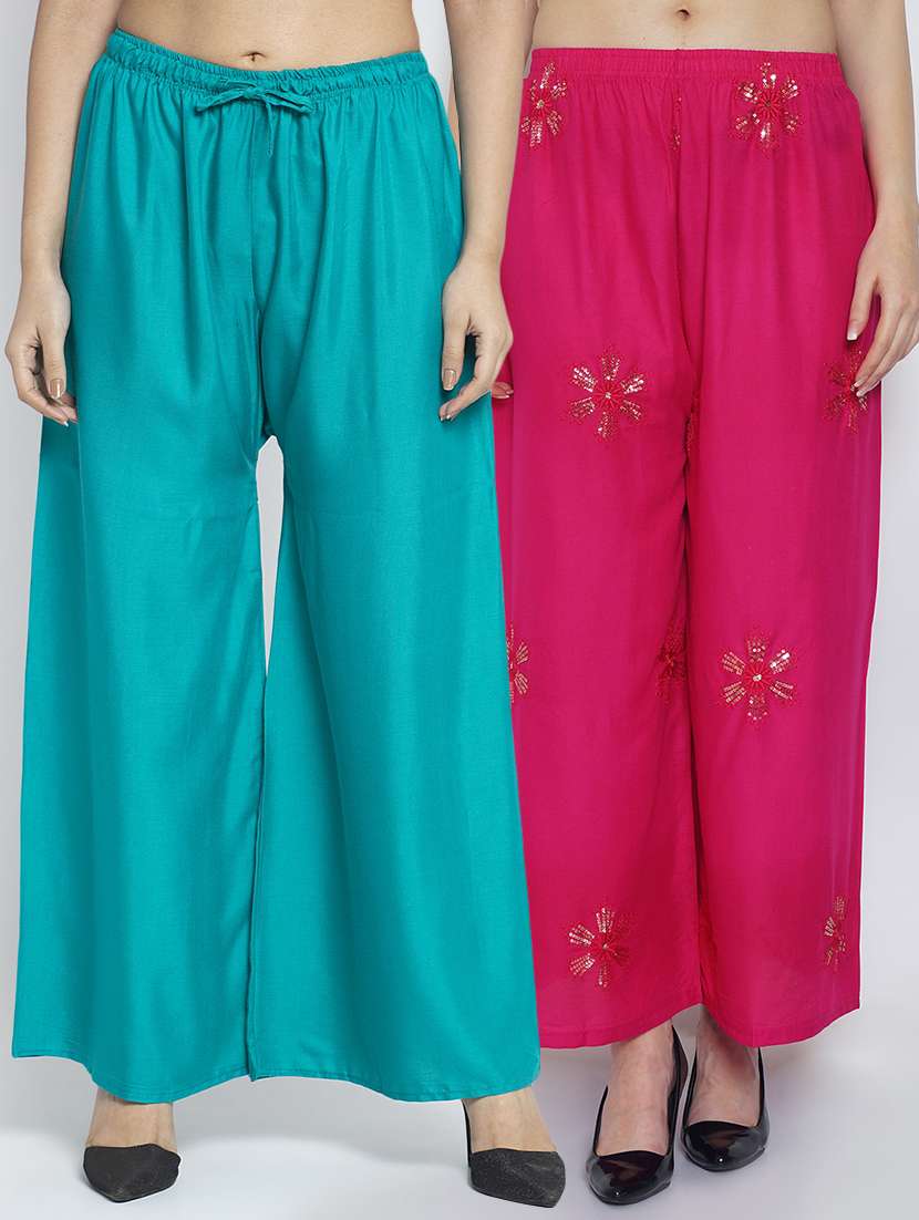 pack of 2 solid flared palazzo