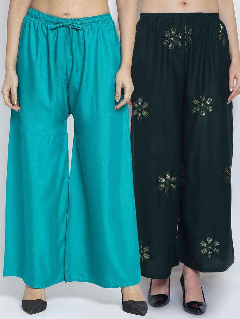 pack of 2 solid flared palazzo