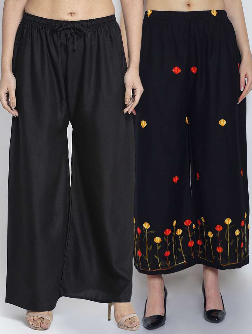 pack of 2 solid flared palazzo - 20135008 -  Zoom Image - 0