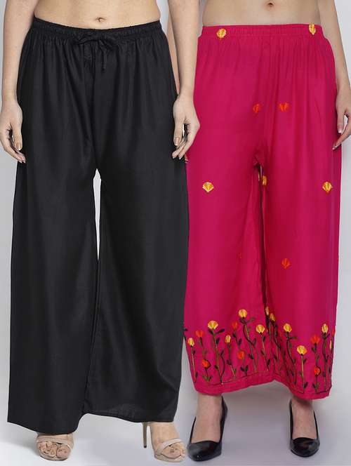 pack of 2 solid flared palazzo - 20135014 -  Standard Image - 0