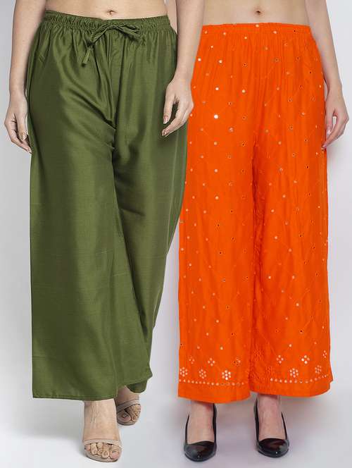 pack of 2 solid flared palazzo - 20135019 -  Standard Image - 0