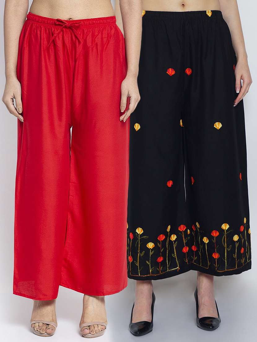 pack of 2 solid flared palazzo - 20135048 -  Zoom Image - 0