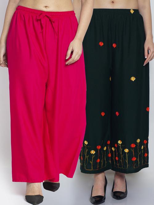 pack of 2 solid flared palazzo - 20135080 -  Standard Image - 0