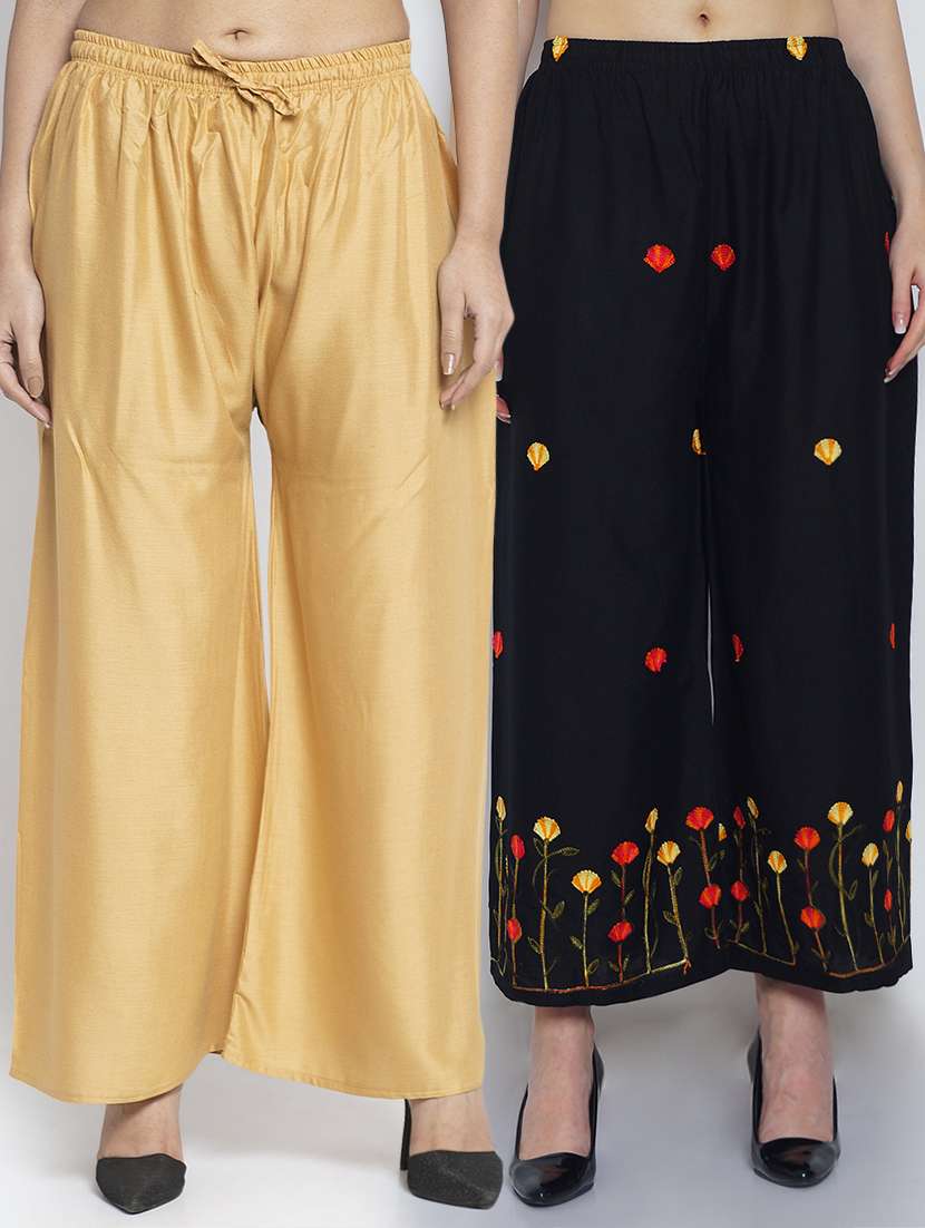 pack of 2 solid flared palazzo - 20135088 -  Zoom Image - 0