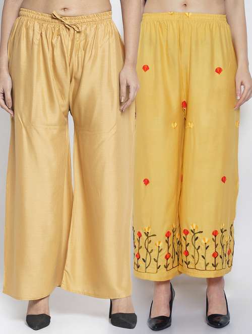 pack of 2 solid flared palazzo - 20135098 -  Standard Image - 0