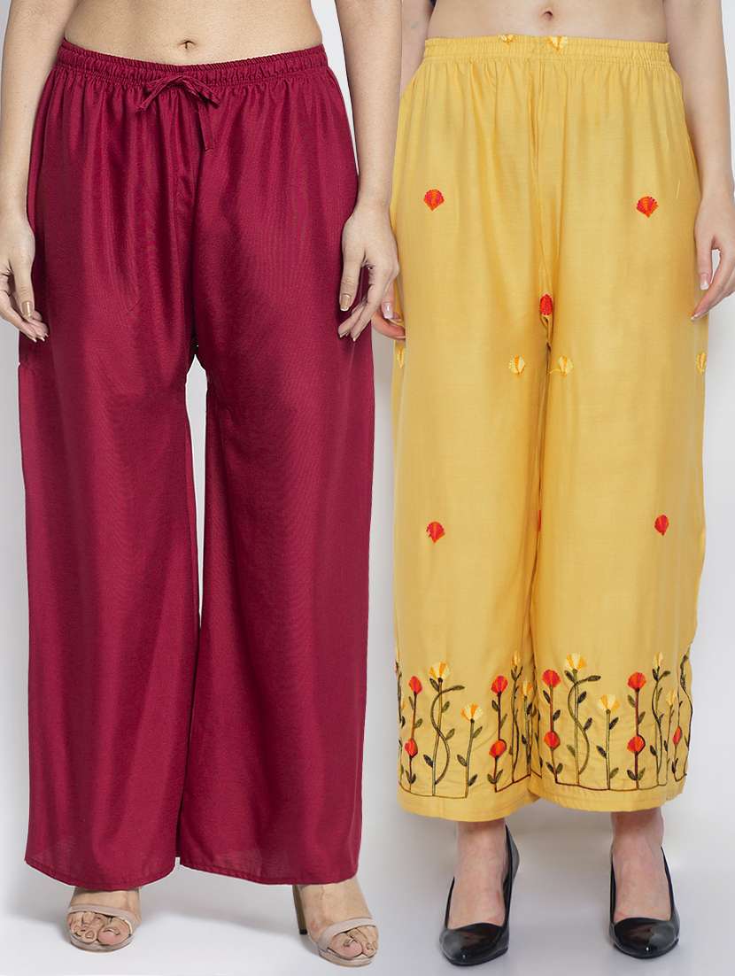 pack of 2 solid flared palazzo