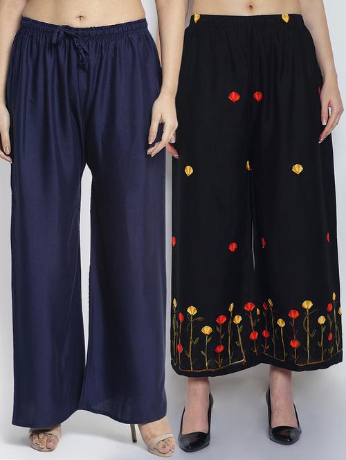 pack of 2 solid flared palazzo - 20135148 -  Standard Image - 0