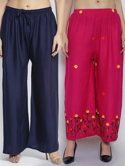pack of 2 solid flared palazzo - 20135154 -  Standard Image - 0