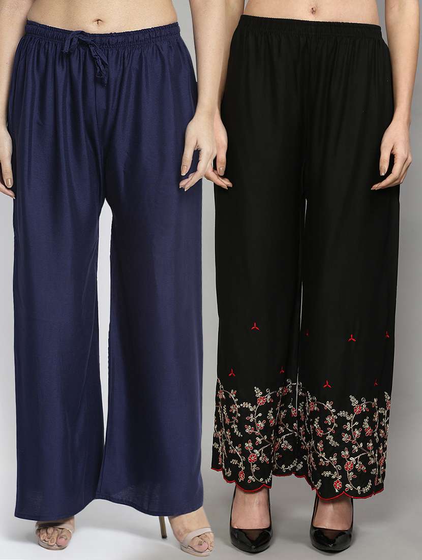 pack of 2 solid flared palazzo - 20135169 -  Zoom Image - 0