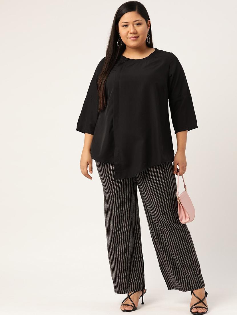 women's a line round neck top - 20135371 - Standard Image - 3