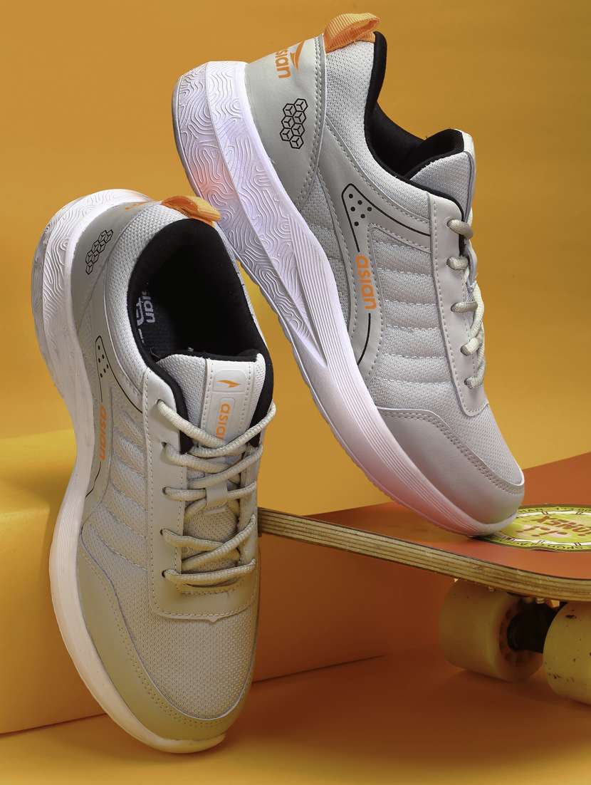 grey lace up sport shoes