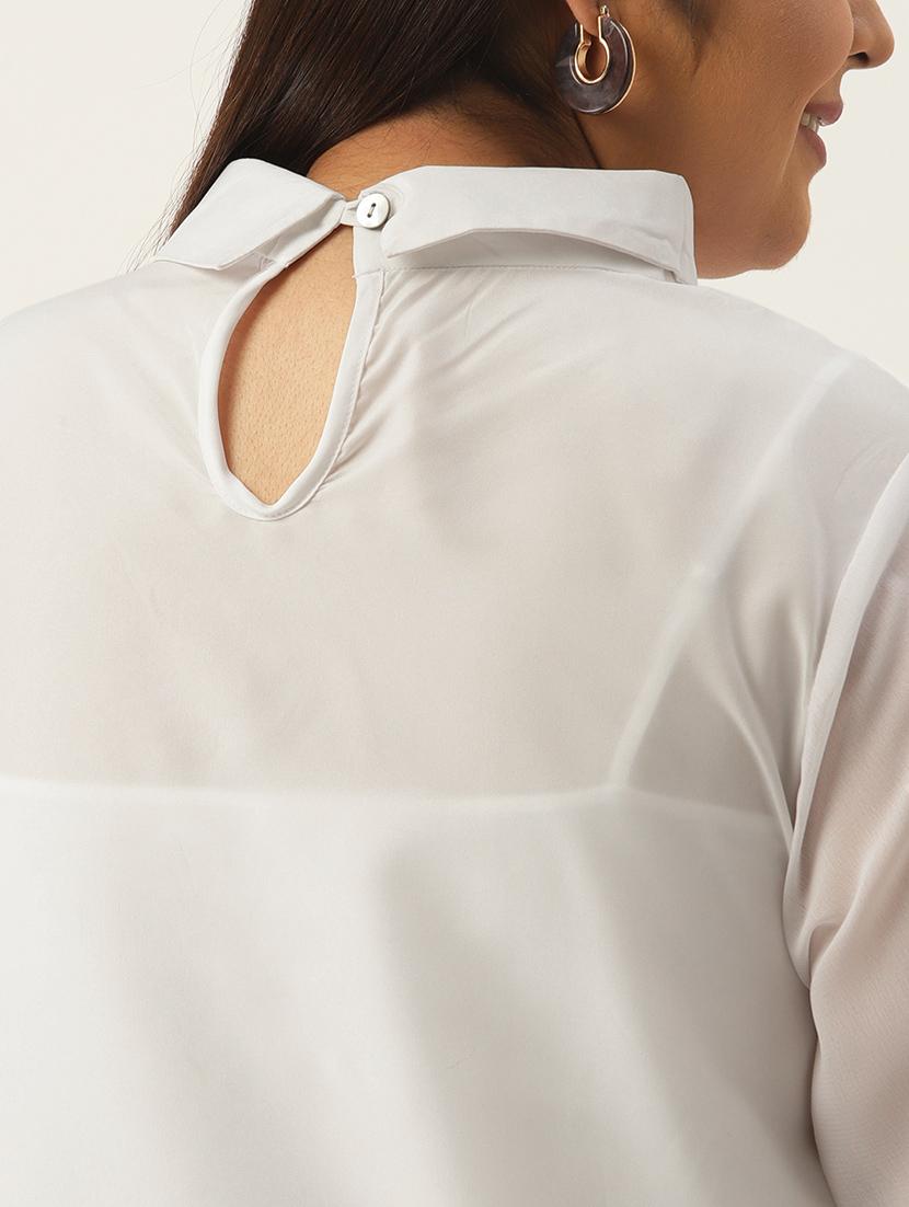 women's straight collared top - 20136717 - Standard Image - 5