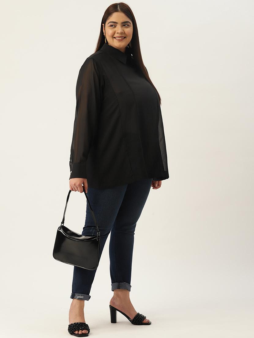 women's straight collared top - 20136719 - Standard Image - 3