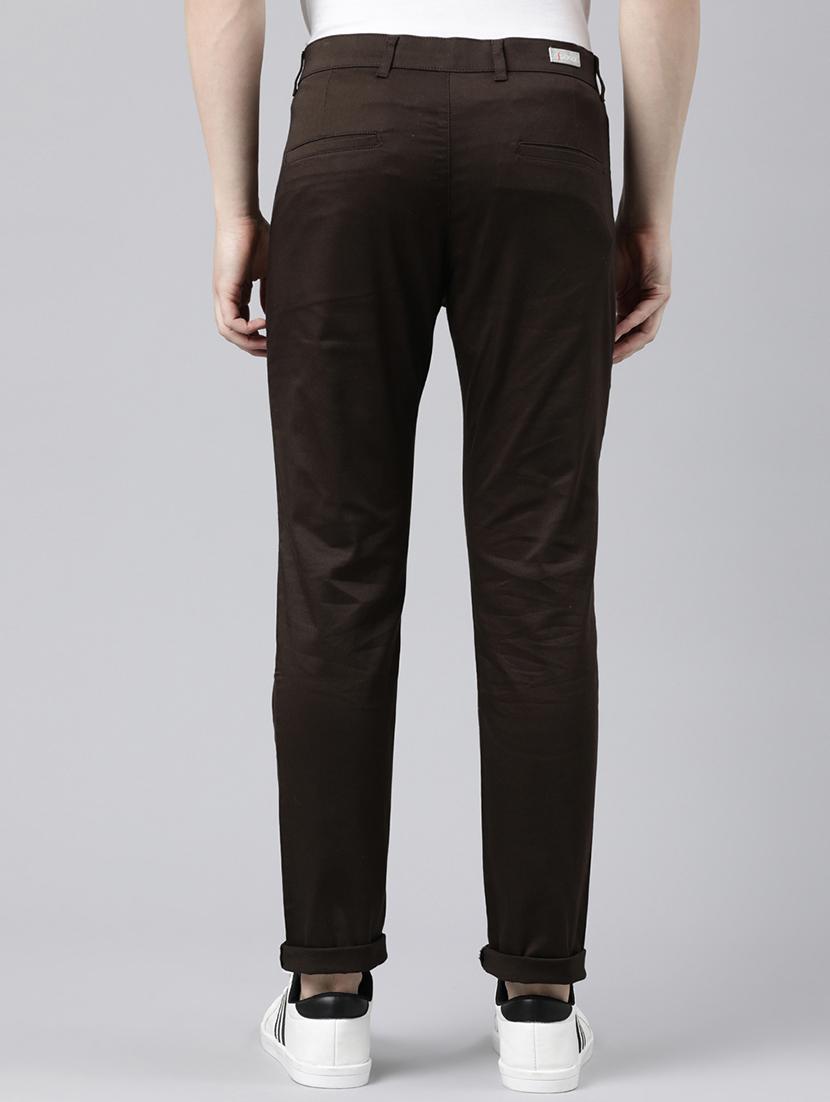 brown solid chinos casual trouser - 20136829 - Standard Image - 3