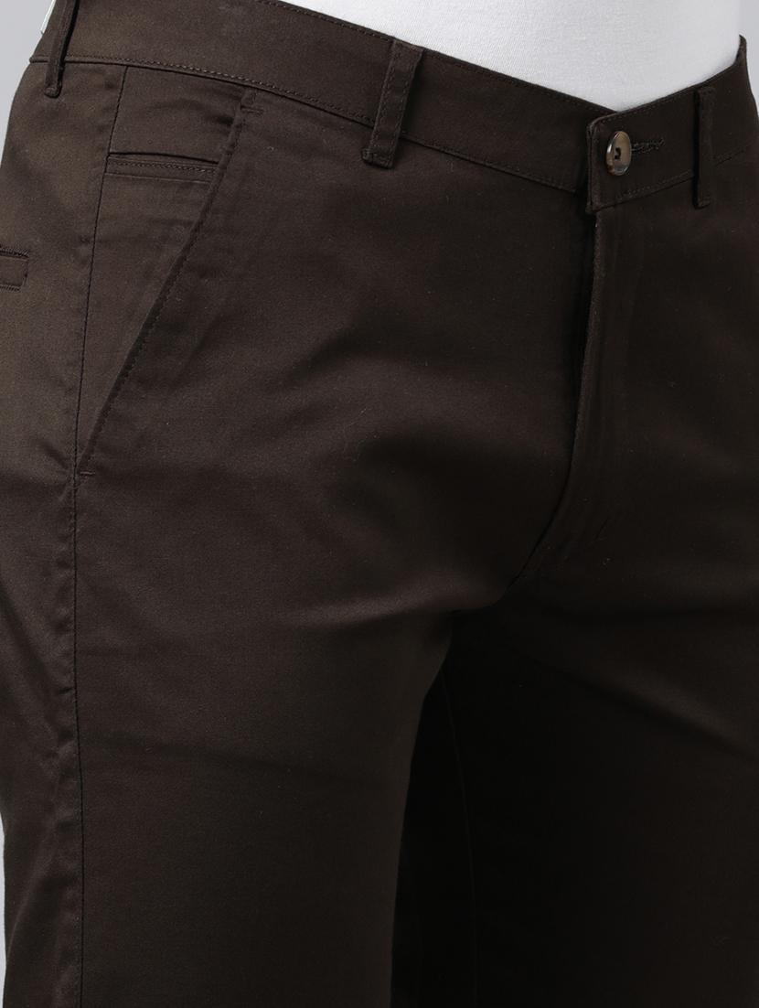 brown solid chinos casual trouser - 20136829 - Standard Image - 5