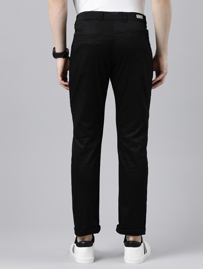 black solid chinos casual trouser - 20136831 - Standard Image - 3