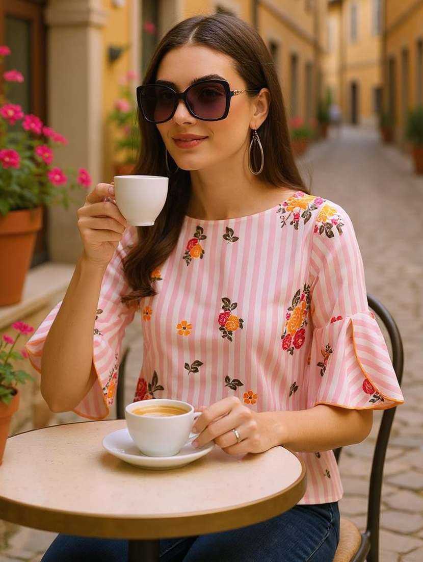 women's straight round neck top - 20136880 -  Zoom Image - 0