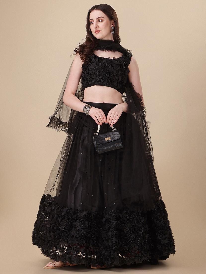 women black flared lehenga - 20136950 - Zoom Image - 0