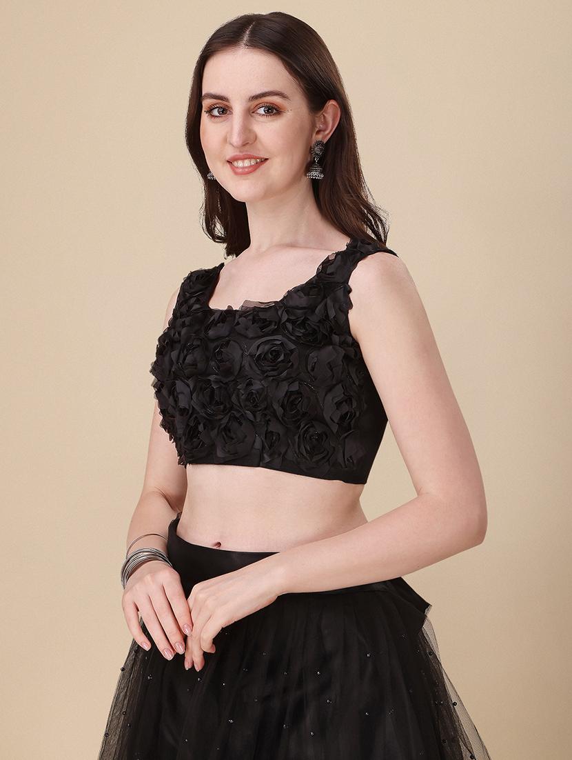 women black flared lehenga - 20136950 - Standard Image - 3