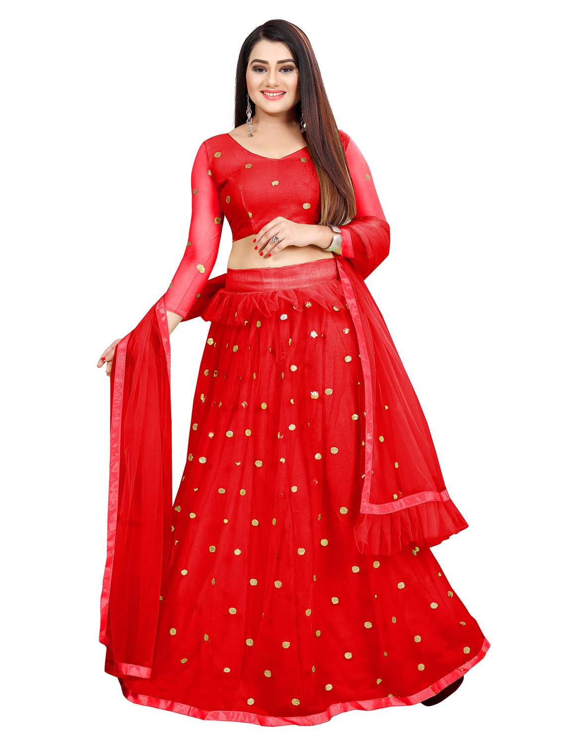 women red flared lehenga - 20136984 -  Zoom Image - 0