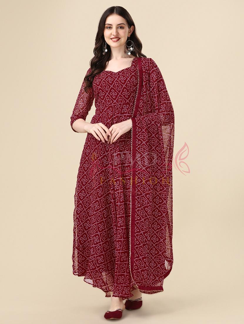 women bandhani kurta dupatta set