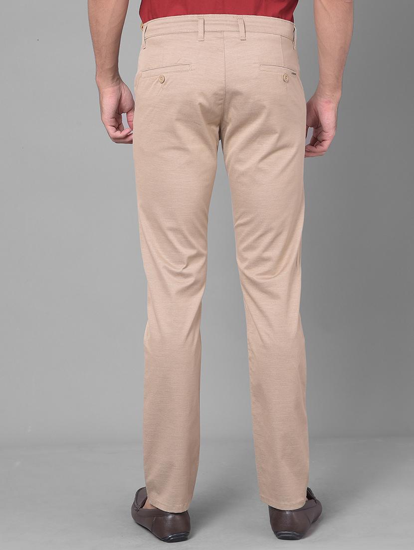 khaki solid chinos casual trouser - 20137390 - Standard Image - 3